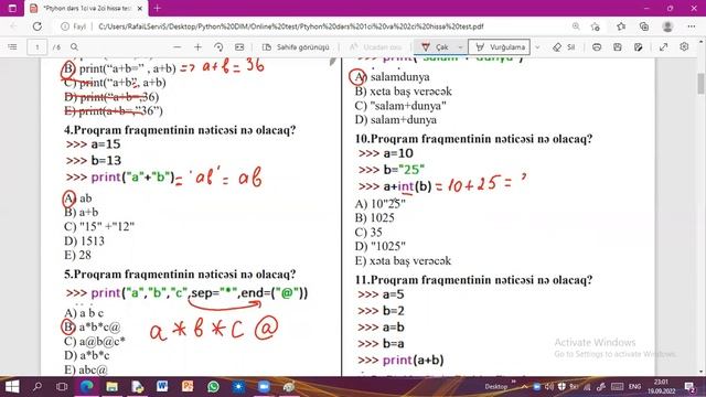 Python- Abituriyentlər üçün vacibli test izahı смотреть онлайн