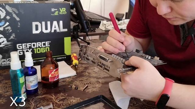 Как поменять самому термопасту на видеокарте и очистить ее от грязи. GTX-1060 3Gb спустя 4 года! смотреть онлайн