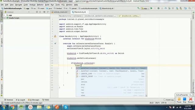 Switch Button on Kotlin Android studio 3.0 смотреть онлайн
