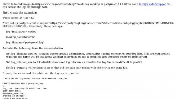Databases: PGAdmin 4 - server status / view log file