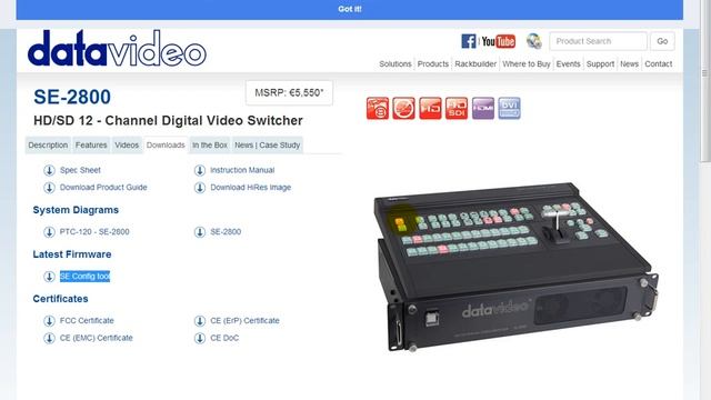Datavideo SE Config tool download прошивка обновление скачать смотреть онлайн