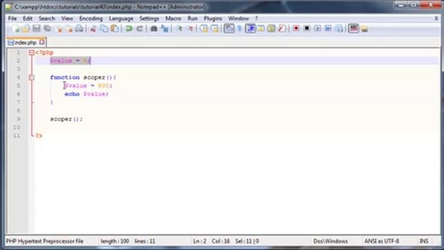 PHP beginners tutorial 40 - variable scope смотреть онлайн