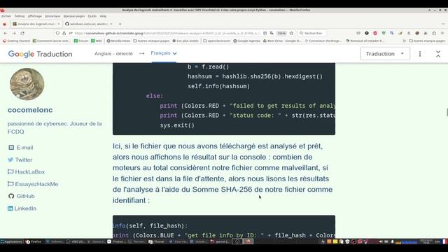 création de script python pour l'utilisation de l'API VirusTotal3 pour analyse malware смотреть онлайн