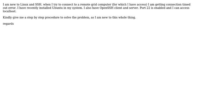 Ubuntu: ssh: connect to host xxxx@xxxx.in in port 22 : connection timed out смотреть онлайн