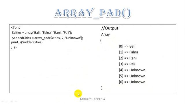 FUNCTIONS ON ARRAY IN PHP PART-1 MITHLESH BEKADIA CS 310 смотреть онлайн