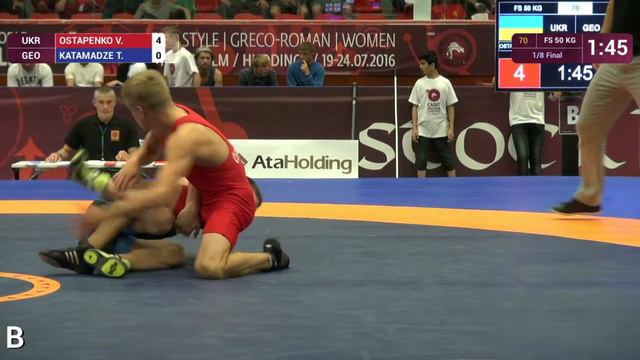 1/8 FS - 50 kg: T. KATAMADZE (GEO) df. V. OSTAPENKO (UKR), 12-6 смотреть онлайн