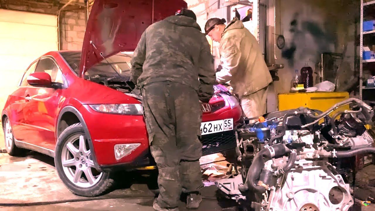 Замена мотора R18A2 Civic 5D на японский. Снимаем двс, часть 1 смотреть онлайн