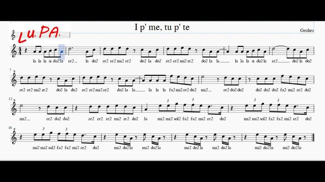 I p' me, tu p' te (Geolier) - Flauto - Note - Spartito - Karaoke - Instrumental - Recorder. смотреть онлайн