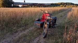 Урал+мотоблок.Мотоцикл с самодельной коляской и с двигателем от мотоблока 7л с редуктором сцепления