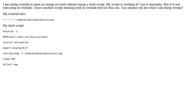 Raspberry Pi: shell script not working in crontab but works manually смотреть онлайн
