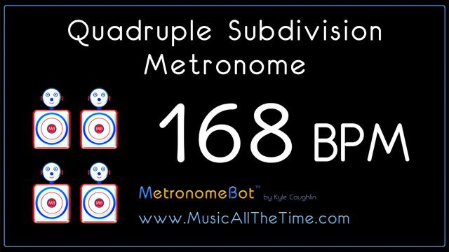 Quadruple subdivision metronome at 168 BPM MetronomeBot смотреть онлайн
