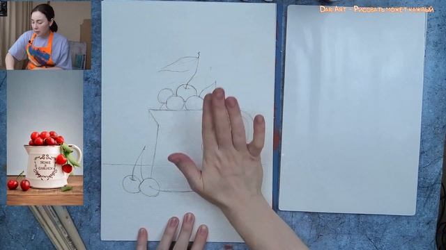 Рисуем натюрморт с вишней акрилом. Часть 1. смотреть онлайн