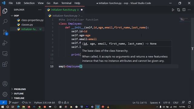 Object Oriented Programming In Python - 3 The __init__ fucntion смотреть онлайн