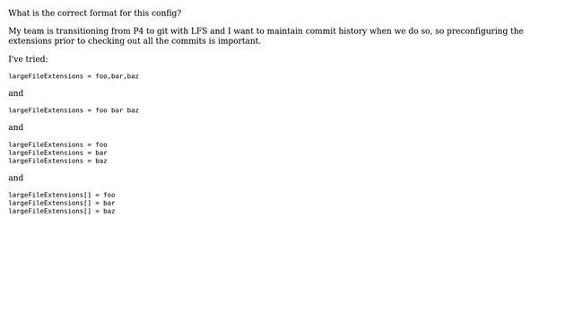 What is the format of git p4.largeFileExtensions for multiple extensions? смотреть онлайн