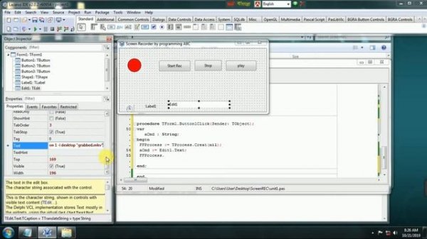 Screen Recorder using Lazarus IDE