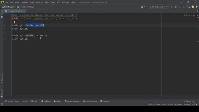 How to return dictionary keys and values in a list смотреть онлайн