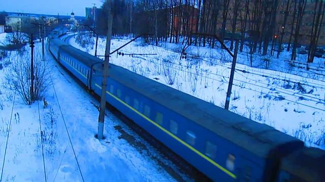 Приветливый ЧС7-027 с поездом№073А Москва-Львов, перегон Нара-Латышская(Наро-Фоминск)02.02.2015 смотреть онлайн