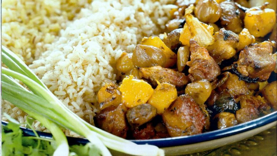 Чий-дошамя-каурма плов. Азербайджанский плов с бараниной, тыквой и каштанами смотреть онлайн