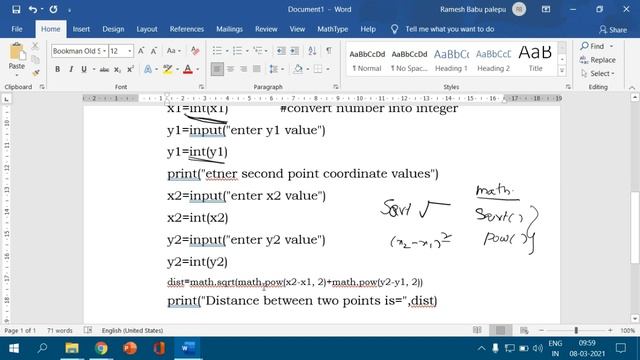 PYTHON PROGRAM CALCULATE DISTANCE BETWEEN TWO POINTS смотреть онлайн