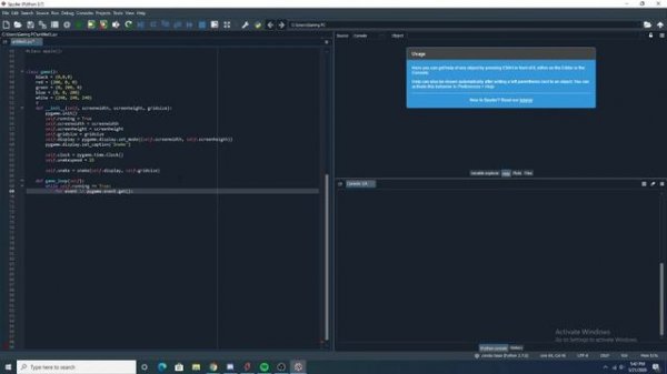 Coding Snake in python using object oriented programming. (1/2)