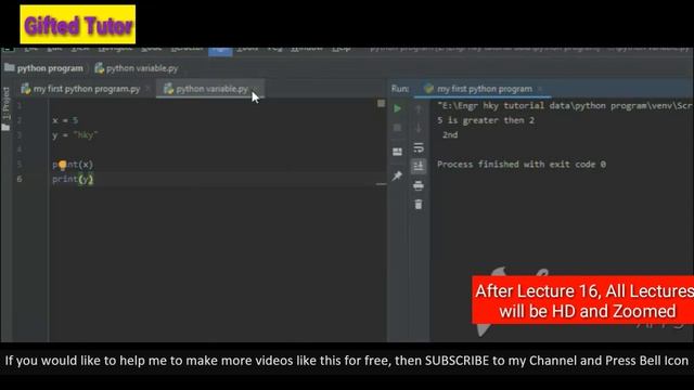 Python Variables in hindi/Udru | Lecture 8 Python programming 2020 | Gifted Tutor смотреть онлайн