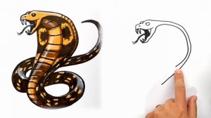 Как нарисовать кобру / учимся рисовать змею / Королевская кобра