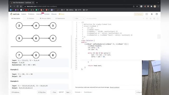 Leetcode 2 - Add two numbers смотреть онлайн