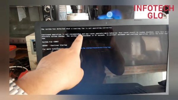 The system has detected that a Colling fan is not operating correctly