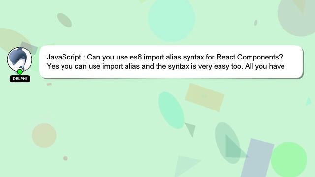 JavaScript : Can you use es6 import alias syntax for React Components? смотреть онлайн
