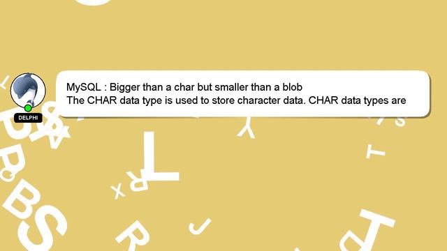 MySQL : Bigger than a char but smaller than a blob смотреть онлайн