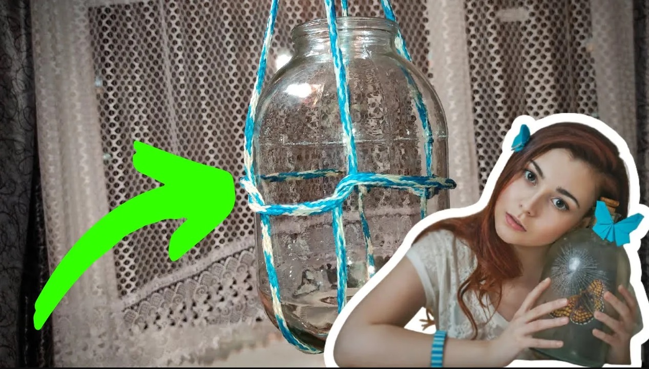 КАК СДЕЛАТЬ РУЧКУ ИЗ ВЕРЁВКИ ДЛЯ БАНКИ ДЛЯ 1 МИНУТУ смотреть онлайн