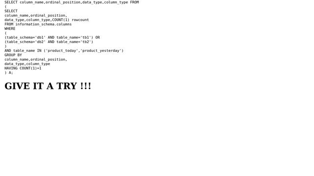 Query to compare the structure of two tables in MySQL (6 Solutions!!) смотреть онлайн