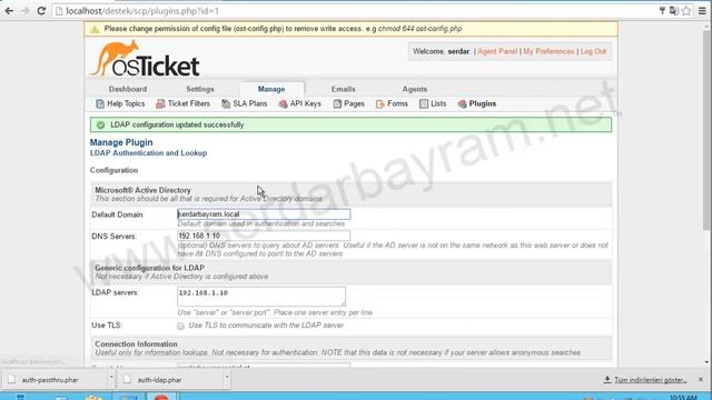 Osticket Active Directory(Ldap) Authentication смотреть онлайн