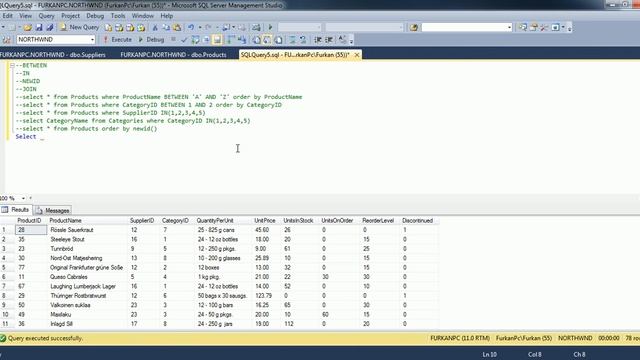 SQL İçerisinde BETWEEN,IN, NEWID ve JOIN Kavramları смотреть онлайн