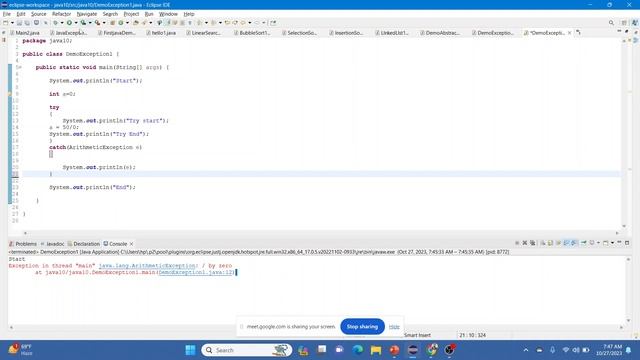 Try Catch Block and Exception Handling in Java With Example смотреть онлайн