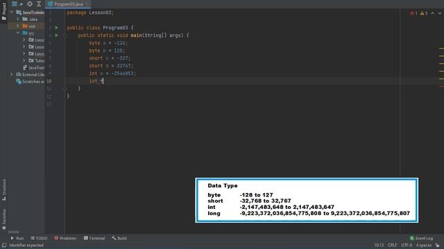 Java Tutorial Part 06 Data Types, Primitive Data Types, Integer Types смотреть онлайн