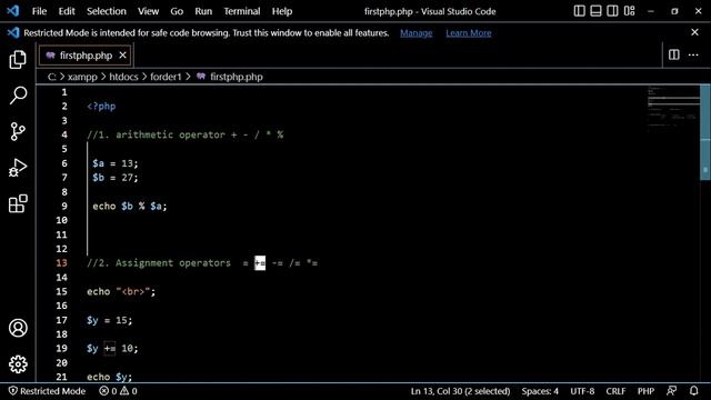PHP OPERATORS смотреть онлайн