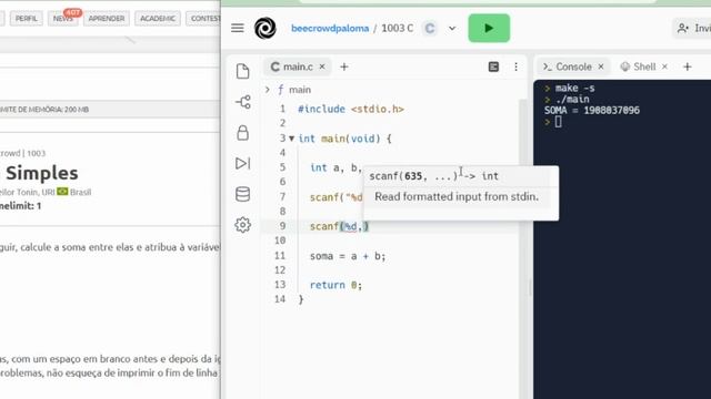 Beecrowd - URI - 1003 - Soma Simples - Linguagem C смотреть онлайн