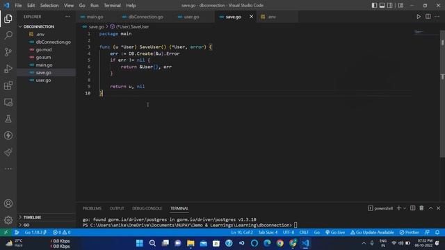 Database Connection in Postgres Golang смотреть онлайн