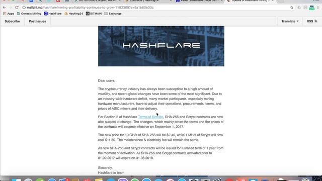 Журнал №2: Изменения условий контрактов SHA-256 и Scrypt в HashFlare. Последние новости