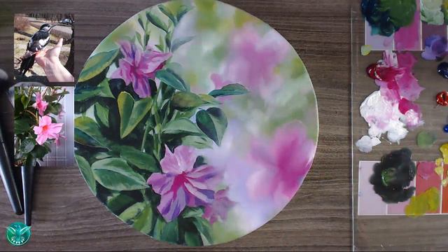 Acrylic painting Woodpecker and Flowers - Part Two, Flowers смотреть онлайн