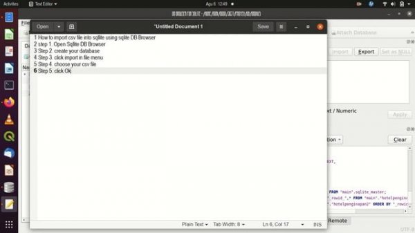 Import csv file into sqlite using sqlite DB Browser