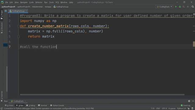 Create Matrix With Specific Number | Program 83 | Solutions For Python 100 Exercises | CodingFacts смотреть онлайн