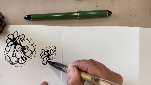 3 Drawing Tools: Kakimori Brass Nib, Bamboo Dip Pen and Sailor Fude Pen with the 55 degree nib. смотреть онлайн