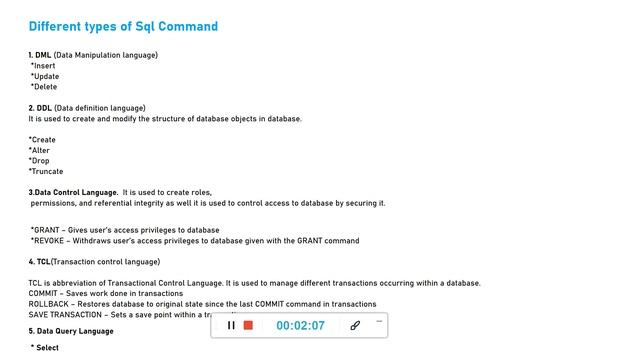 SQL Commands(DML,DDL,DCL,TCL,DQL) | Sql Tutorials for beginners. смотреть онлайн