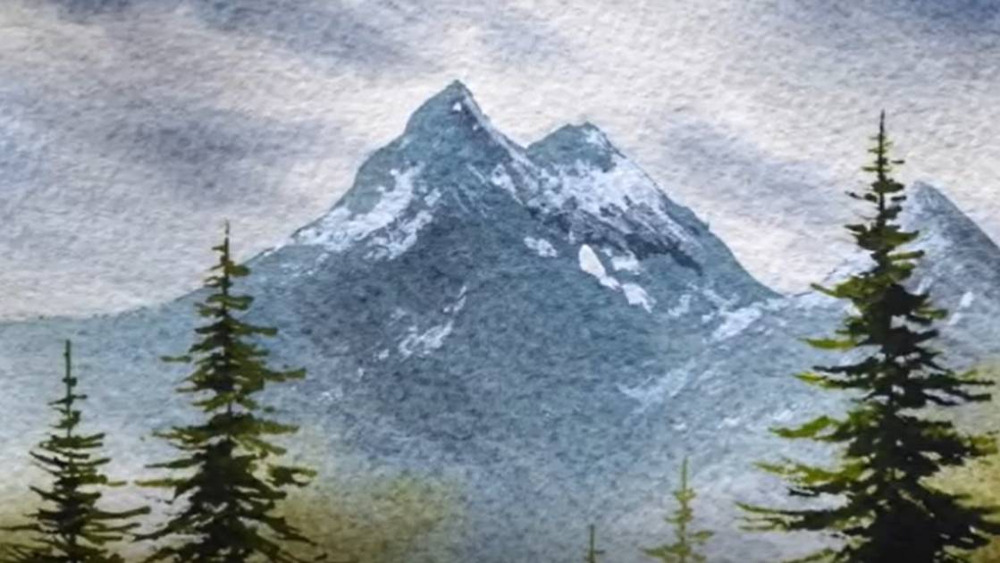 Watercolor - Mountains And Trees