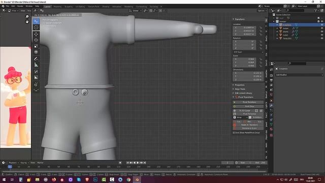36. Blender 2.91.  Modeling And  Rigging. Tutorial. Девочка с шариком (Part4)