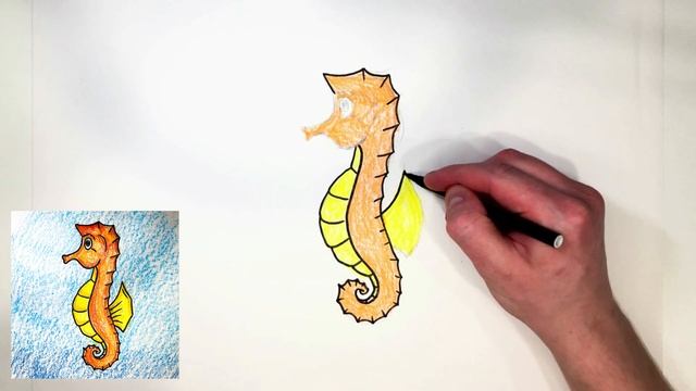 Как нарисовать морского конька | How to draw a seahorse смотреть онлайн