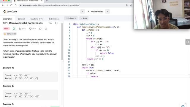 Leetcode 301 - Invalid Parenthesis (Full Python explanation - easy and slick solution) смотреть онлайн