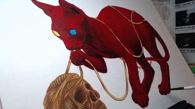 sphynx cat | acrylic painting timelapse смотреть онлайн
